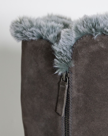 Chloe Suede Faux Fur Lined Flat Knee High Boots - Wide Fit (E) & Curvy Calf