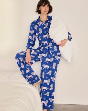 Chelsea Peers Long Wide Sleeve Button Up Lion Pyjama Set
