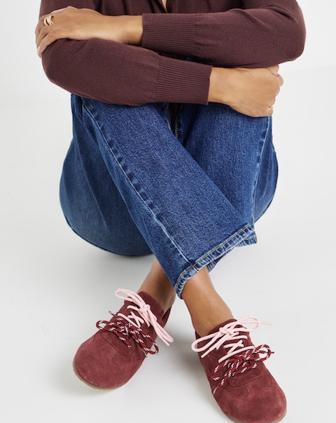 Luna Suede Retro Classic Lace Up Trainers - Extra Wide Fit (EEE)