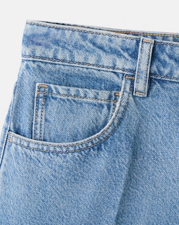 Mango High-Waist Straight-Fit Bermuda Denim Shorts