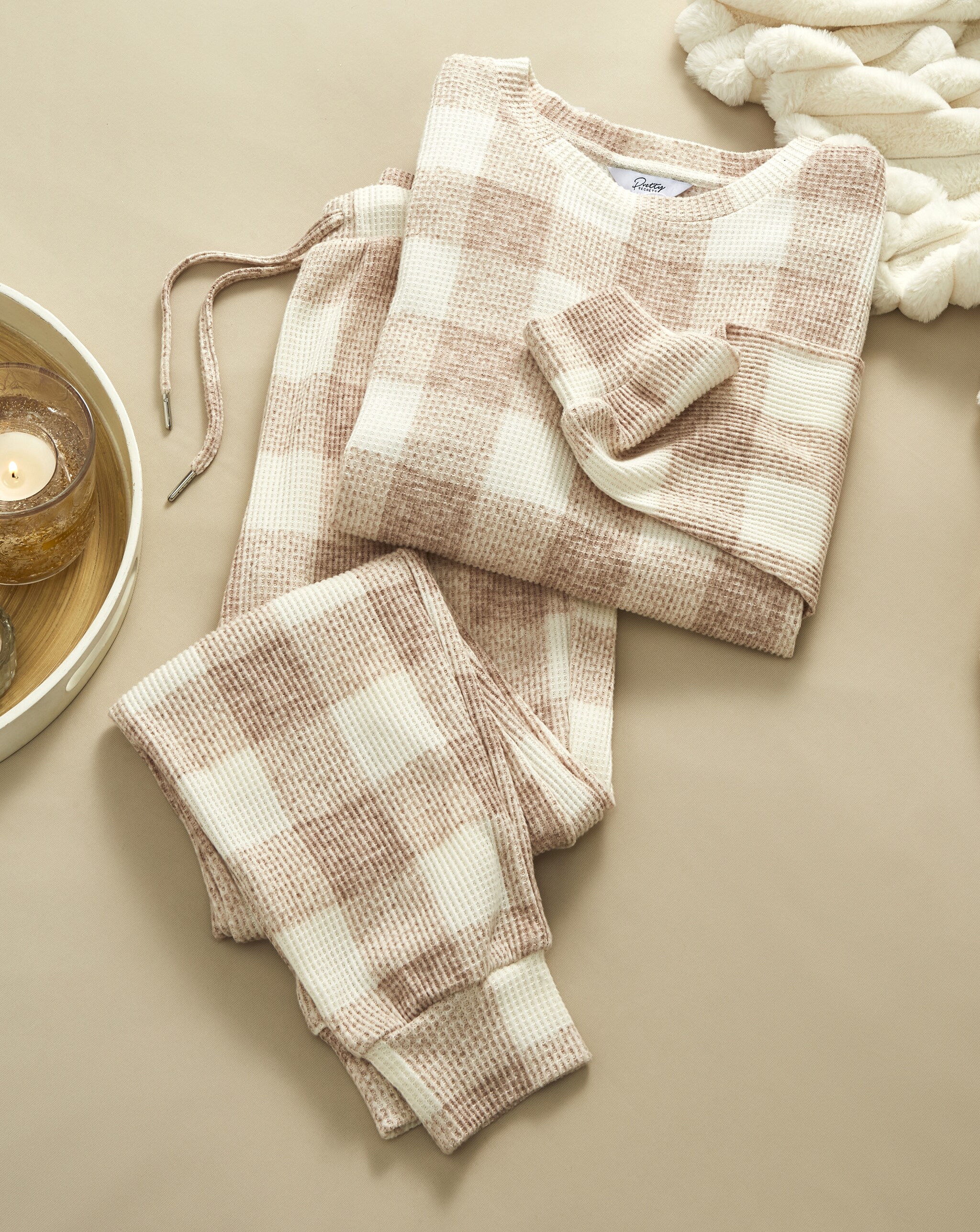 Beige checked PJs