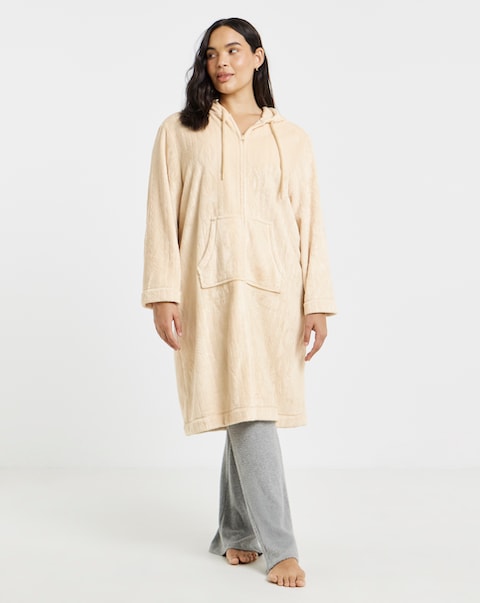 Pretty Secrets Zip Through Fleece Gown Cream