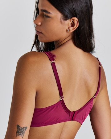 Pretty Secrets Eyelash Lace Underwired Full Cup Bra Burgundy