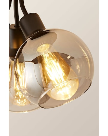 ValueLights Bellamy Matte Black Smoke Glass Bubble Cluster Ceiling Light