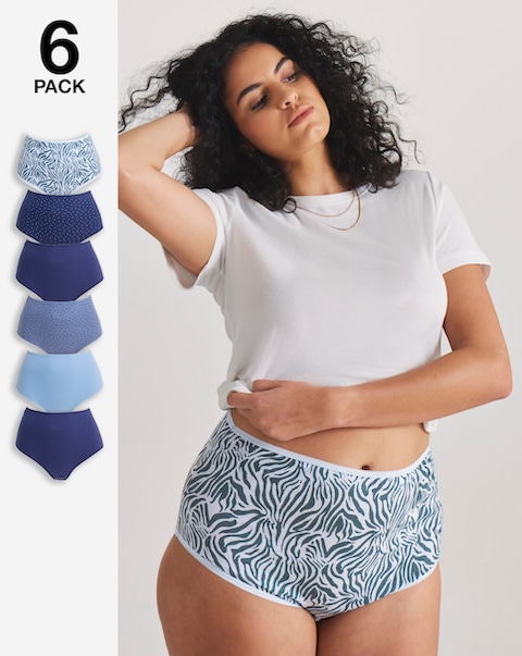 Pretty Secrets (6 Pack) Cotton Full Fit Brief Knickers