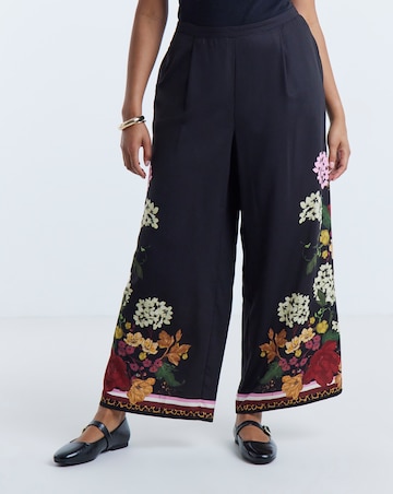 Simply Be Black Floral Wide Leg Trouser Co-ord