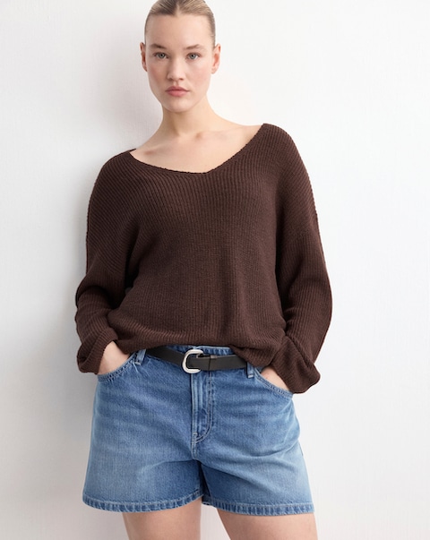 Mango Straight Mid-Rise Denim Shorts