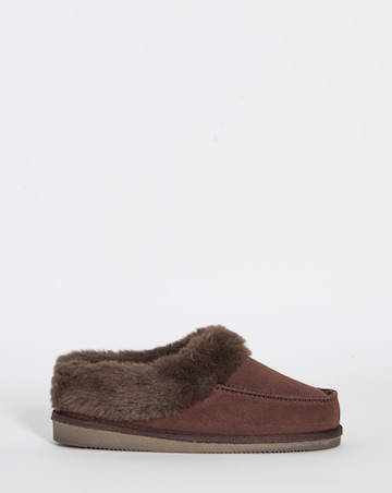 Capri Full Suede Faux Fur Trim Slippers - Extra Wide Fit (EEE)