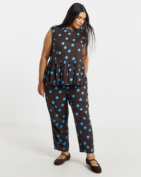 Simply Be Chocolate Spot Linen Trouser