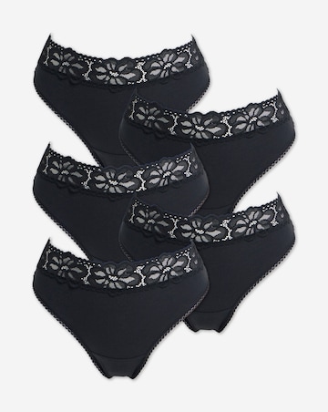 Pretty Secrets (5 Pack) Lace Top Thongs Black