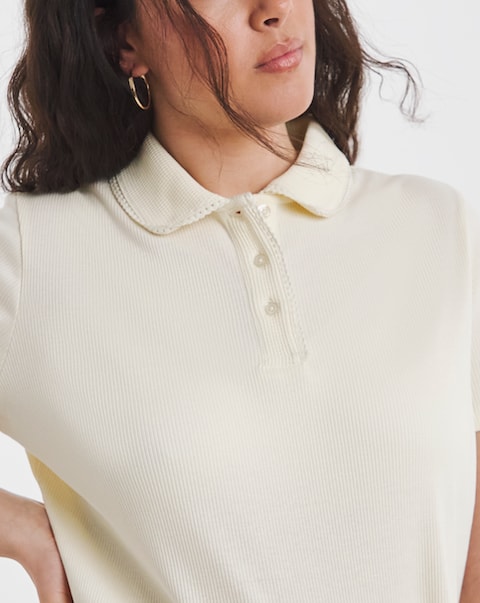 Simply Be Buttermilk Picot Polo Top
