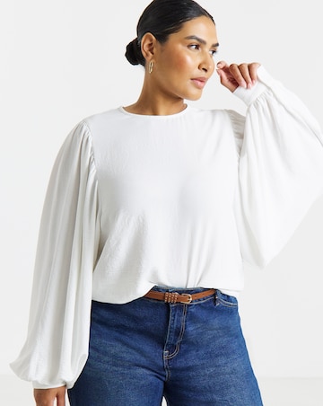 Simply Be Ivory Exaggerated Sleeve Blouse