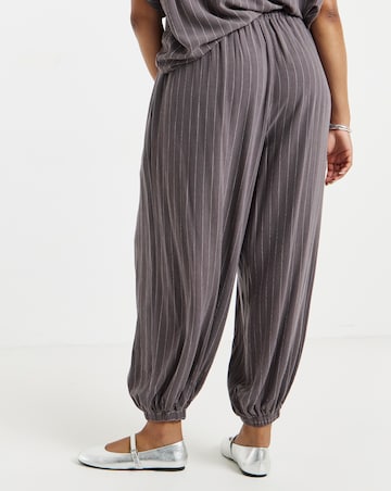 SIMPLY BE GREY PINSTRIPE TIE WAIST BALLOON TROUSER