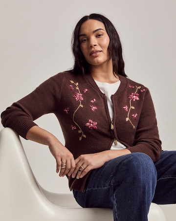 Julipa Embroidered Knitted Bomber Cardigan
