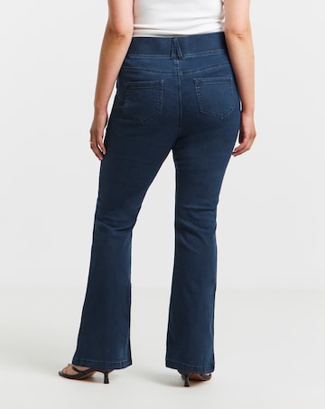 Simply Be Womens Stretch Flared Pull On Jeggings - Dark Blue