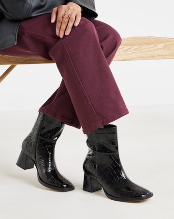Brooklyn Flared Block Heel Ankle Boots - Wide Fit (E)