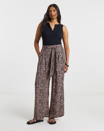 Simply Be Leopard Linen Mix Palazzo Co-Ord Trouser
