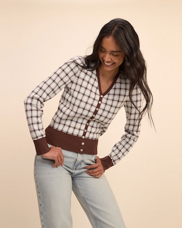 Nobody's Child V-Neck Check Jacquard Cardi