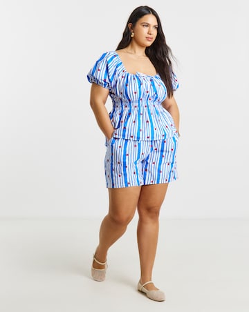 Blue Stripe Embroidered Lobster Top