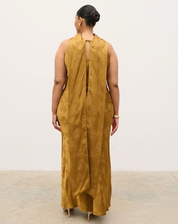 Pretty Lavish Lethe Drape Scarf Satin Jacquard Dress