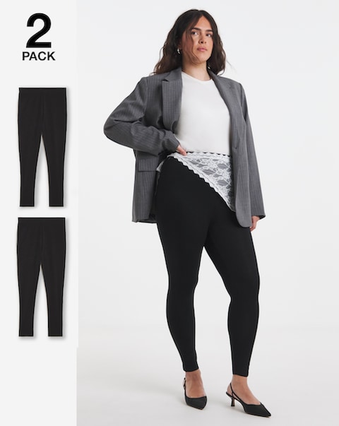 2 Pack Black Jersey Full Length Legging