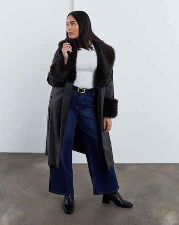 Simply Be Chocolate Faux Leather Trench Coat