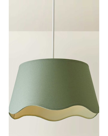 ValueLights Mabel Large Scalloped Bottom Sage Green Linen Shade 45cm