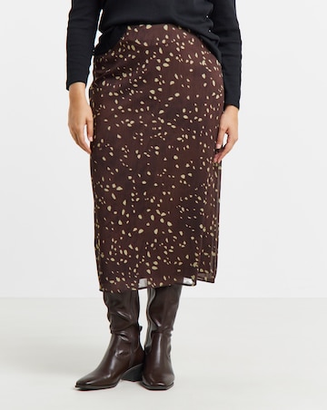 Simply Be Deer Print Chiffon Maxi Skirt