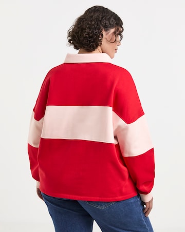 Simply Be Red And Pink Polo Sweatshirt With Stripe Panel To Front