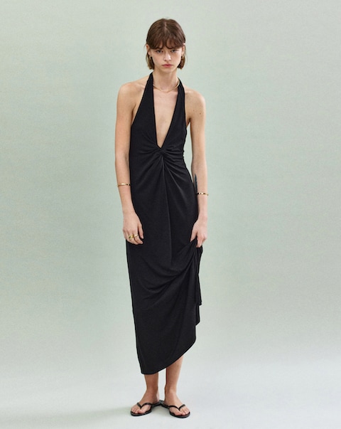 Mango Draped Halter Neck Dress