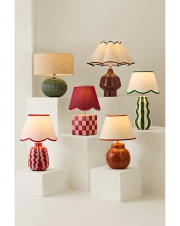 ValueLights Rebecca Ribbed Ceramic Table Lamp with Linen Shade
