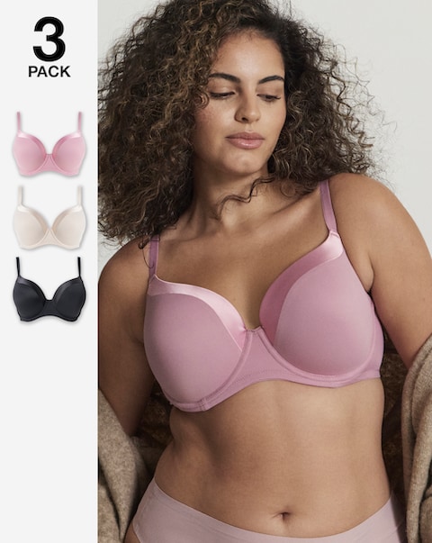 Pretty Secrets (3 Pack) Tuxedo Trim T-Shirt Bras