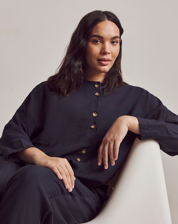 Julipa Navy Pop Over Blouse