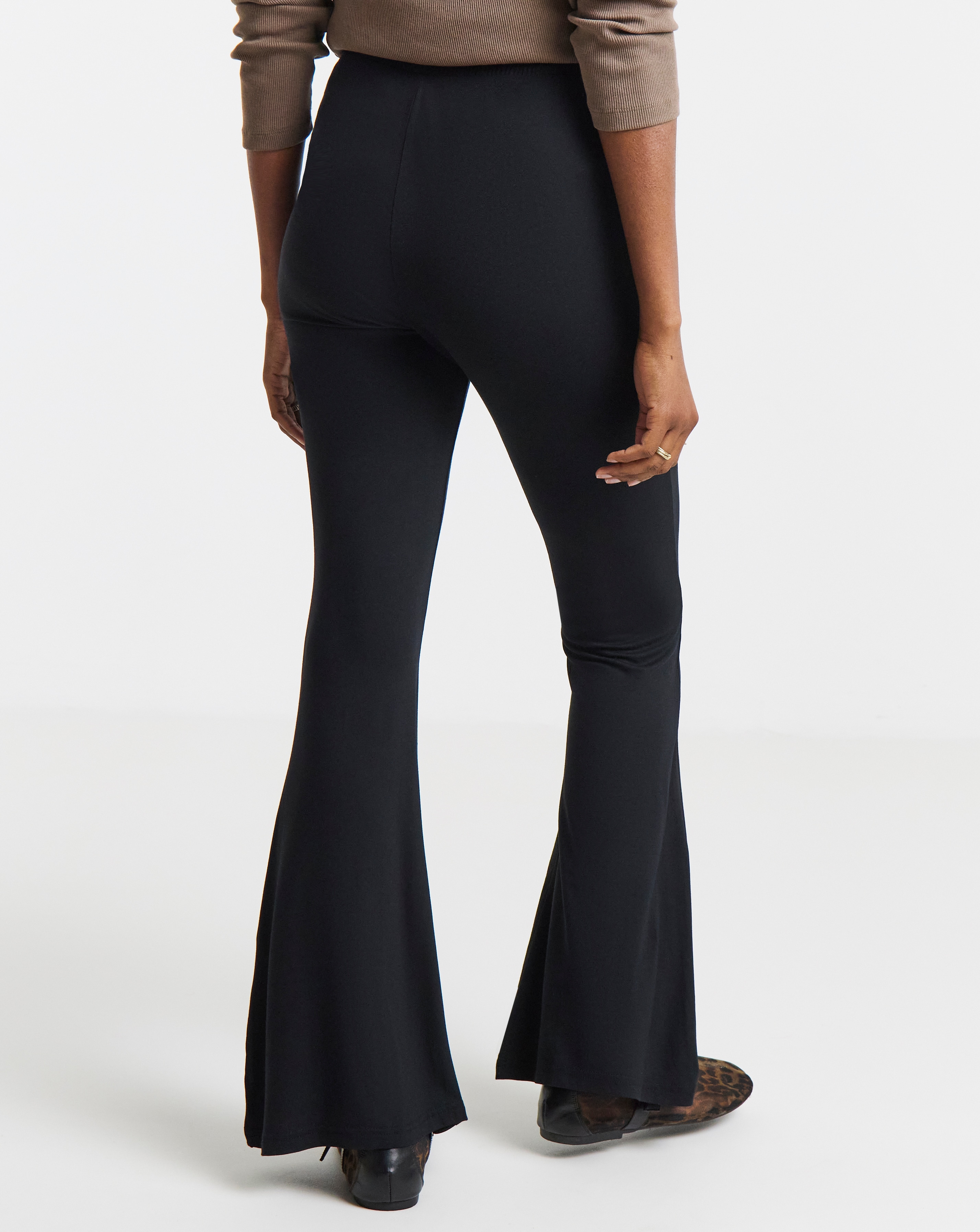 Black Jersey Flared Trouser | Simply Be