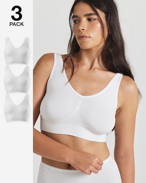 Pretty Secrets (3 Pack) Comfort Tops (Fits Up To D) White
