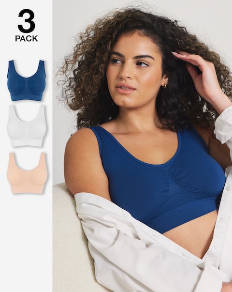 Pretty Secrets (3 Pack) Comfort Tops (Fits A-D) Navy/Blush/White