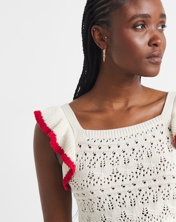 Simply Be Ruffle Knitted Vest with Contrast Hem