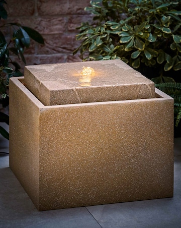 ValueLights Solar Power Natural Square Outdoor Garden Water Fountain Feature