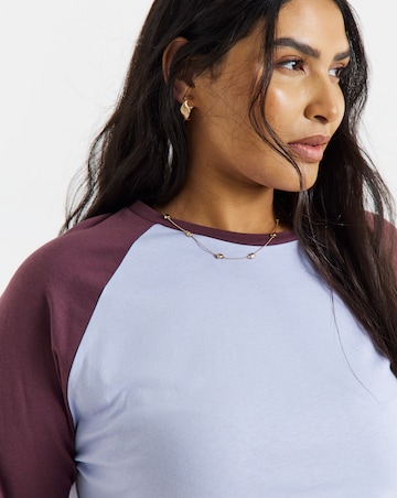 Simply Be Lilac And Chocolate Raglan Long Sleeve T-Shirt
