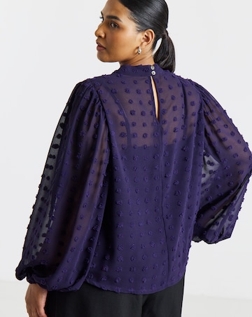 Simply Be Aubergine Dobby Spot Keyhole Neck Blouse