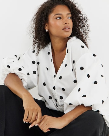 Simply Be Navy Button Through Blouse