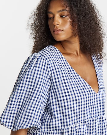 Simply Be Navy/White Gingham Apron Dress