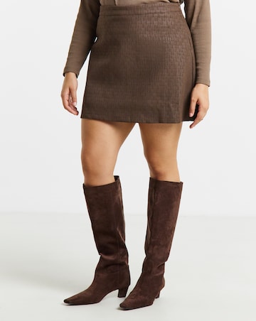Simply Be Chocolate Croc Suedette Mini Skirt