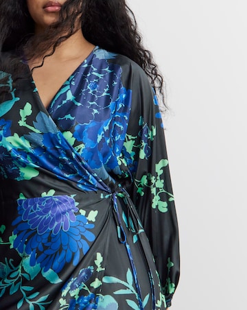 Joanna Hope Floral Satin Wrap Dress