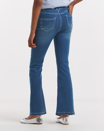 Mid Wash Stretch Flared Pull On Jeggings