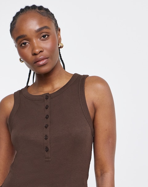 Simply Be Milk Chocolate Henley Vest
