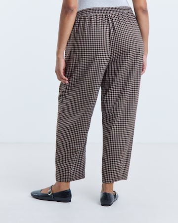 Simply Be Chocolate Check Tie Waist Barrel Trouser