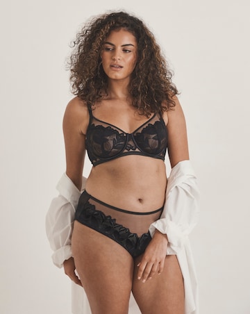 Pretty Secrets Leaf Lace Brief Knickers Black