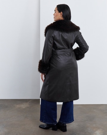 Simply Be Chocolate Faux Leather Trench Coat