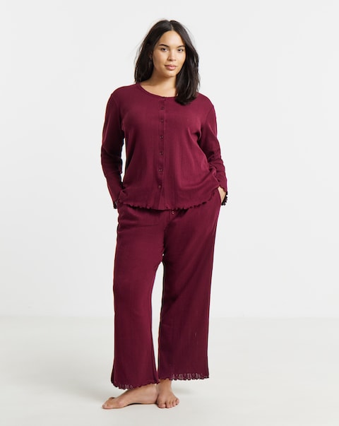 Pretty Secrets Cotton Pointelle Rib Pyjama Set